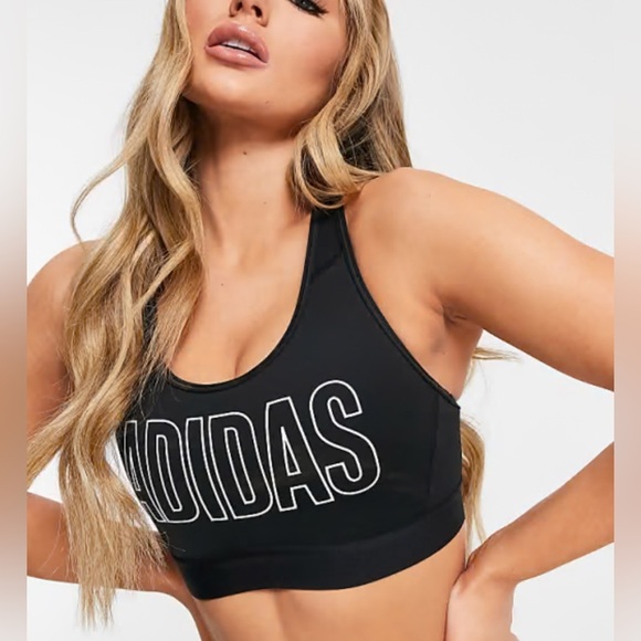 NWT Adidas race back bra Athleisure Trendy Black Yoga Stretch Compression top XS - Picture 1 of 3